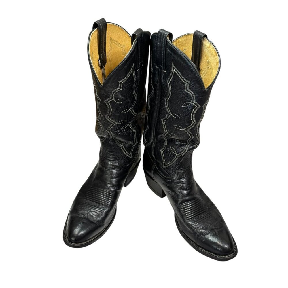 Tony Lama Vinatge Men’s Black Leather Western Cowboy Boots Size 9D Style 2964